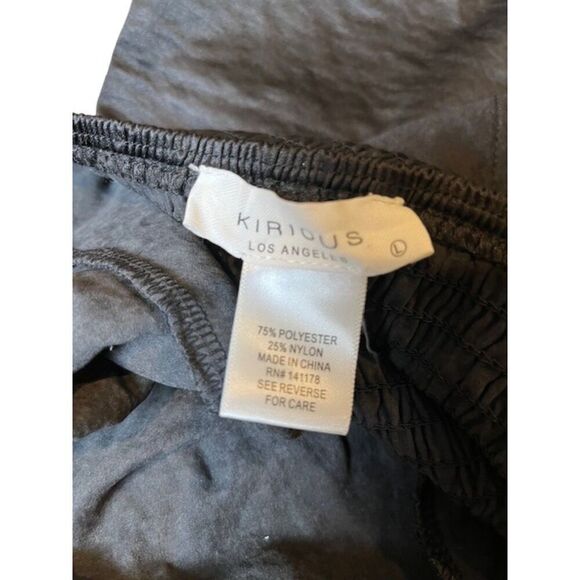 NWOT Kirious Black Long Sleeve Crop Top Tie Front Elastic Back Peek a Boo Large - Picture 5 of 8